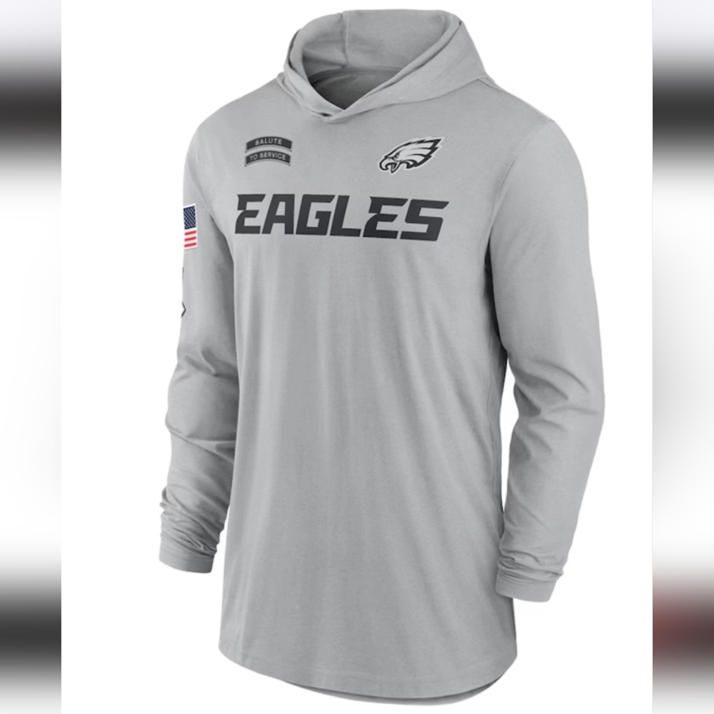 Nike 2024 Philadelphia Eagles Salute To Service Long Sleeve Hooded T-Shirt - Picture 4 of 5